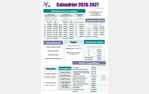 Calendrier 2026-2027