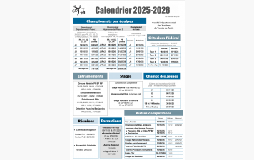 Calendrier 2025-2026